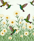 Whimsical Hummingbird Daisy Garden Rug