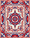 Crimson Navy White Medallion Mandala Rug
