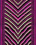 Pink Black Chevron Abstract Border Area Rug