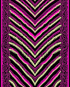 Pink Black Chevron Abstract Border Area Rug