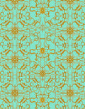 Golden Art Nouveau Floral Tile Rug