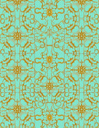 Golden Art Nouveau Floral Tile Rug