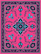 Vibrant Pink Floral Medallion Rug