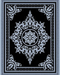 Black White Floral Medallion Rug