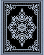 Black White Floral Medallion Rug