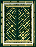 Dark Green Gold Geometric Art Deco Rug