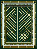 Dark Green Gold Geometric Art Deco Rug