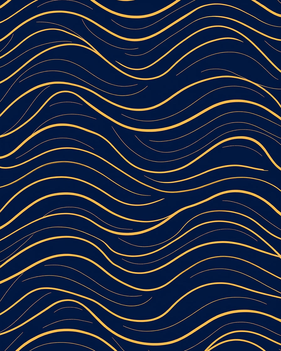 Navy Golden Wavy Lines Rug