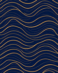 Navy Golden Wavy Lines Rug