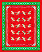 Red Gingerbread People Border Rug