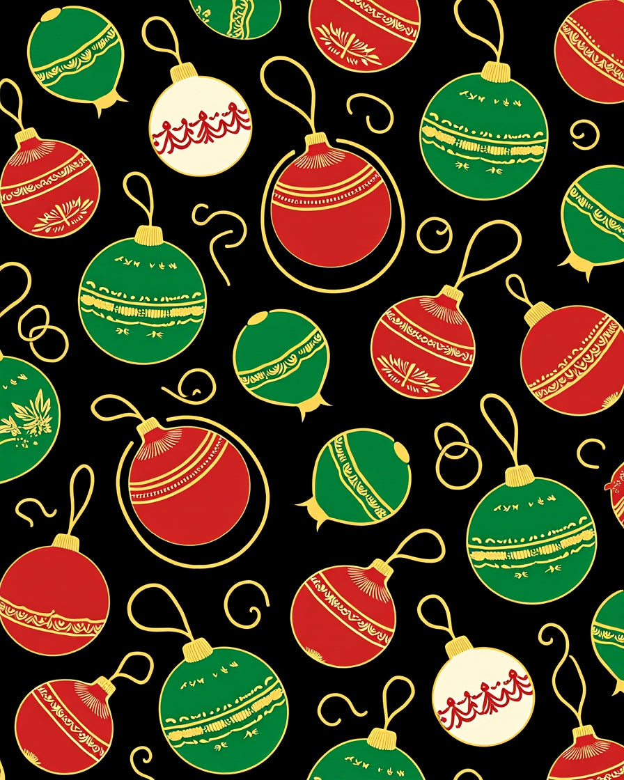 Red Green White Ornament Holiday Garland Rug
