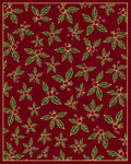 Crimson Red Green Floral Berry Bloom Rug