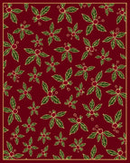 Crimson Red Green Floral Berry Bloom Rug