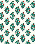 Green Red Budding Branch Repeat Rug