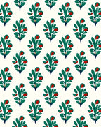 Green Red Budding Branch Repeat Rug