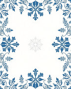 Navy Blue Snowflake Border Accents Rug
