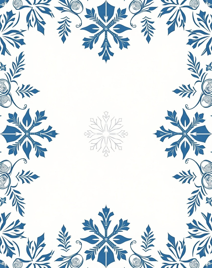 Navy Blue Snowflake Border Accents Rug