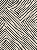 Black and Cream Wavy Stripe Geometric Rug