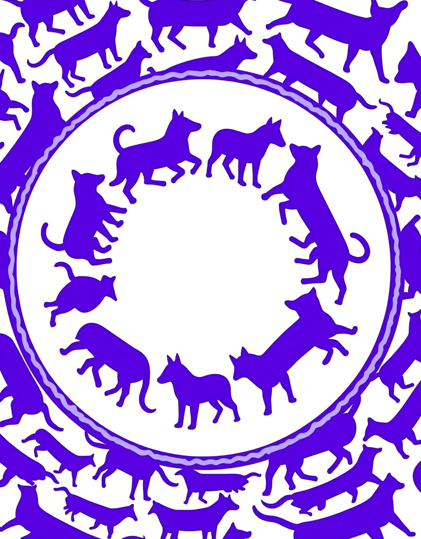 Vibrant Purple Canine Circle Rug