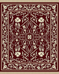Deep Red Floral Vine Medallion Rug