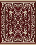 Deep Red Floral Vine Medallion Rug