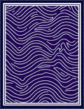 Deep Blue White Swirling Line Rug