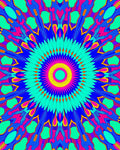 Vibrant Teal Pink Blue Sunburst Rug