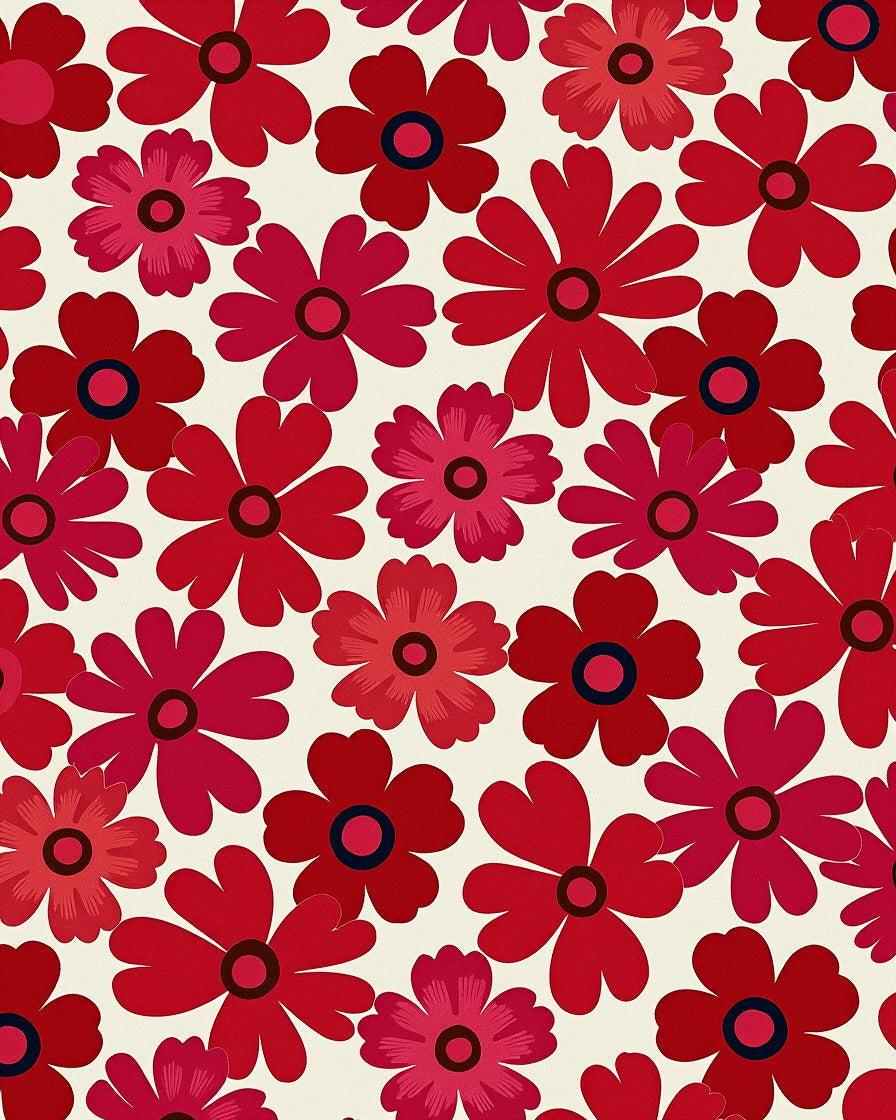 Retro Red Floral Bloom Rug