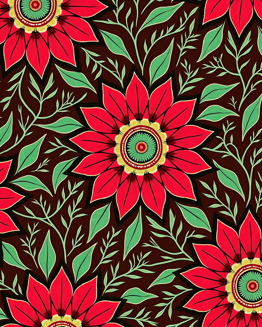 Red Crimson Floral Medallion Foliage Rug