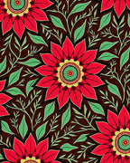 Red Crimson Floral Medallion Foliage Rug