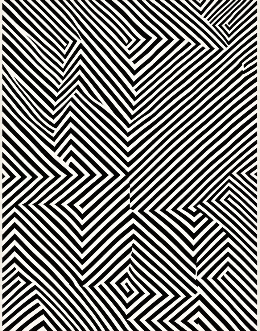 Abstract Black White Zigzag Shape Overlay Rug