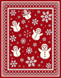 Joyful Red Snowman Snowflake Celebration Rug