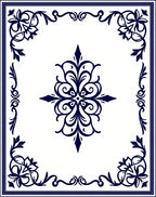 Classic Navy Floral Medallion Frame Rug