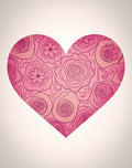 Pink Hand Drawn Floral Heart Rug