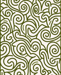 Green Swirl Abstraction Line Art Rug