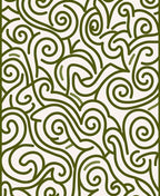 Green Swirl Abstraction Line Art Rug