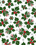 Green Holly Red Berry Snowy Collage Rug