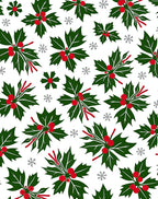 Green Holly Red Berry Snowy Collage Rug