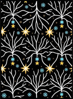 Whimsical Snowy Branches Starry Night Rug