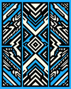 Bold Blue Ivory Geometric Blocks Rug
