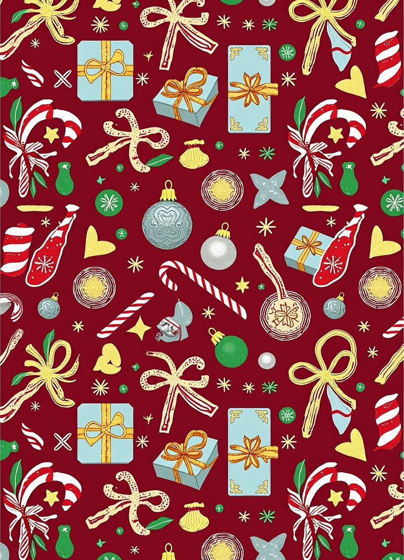 Festive Red Christmas Gift Ornaments Rug