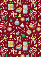 Festive Red Christmas Gift Ornaments Rug