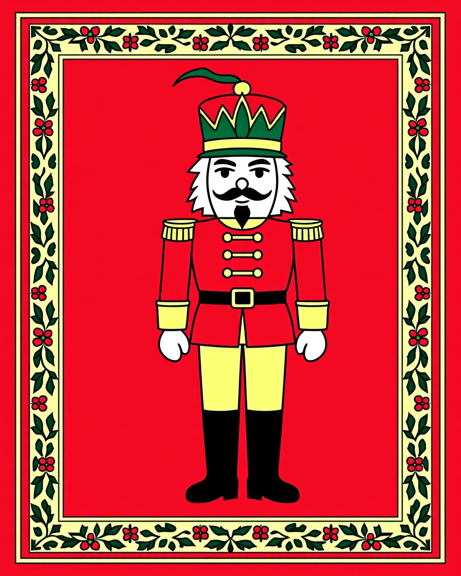 Festive Red Nutcracker Border Rug