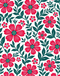 Crimson Floral Foliage Botanical Rug