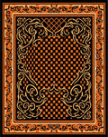 Bold Orange Black Floral Medallion Rug