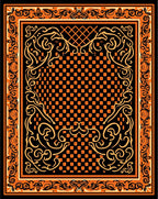 Bold Orange Black Floral Medallion Rug