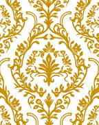 Golden Vintage Floral Damask Swirl Rug
