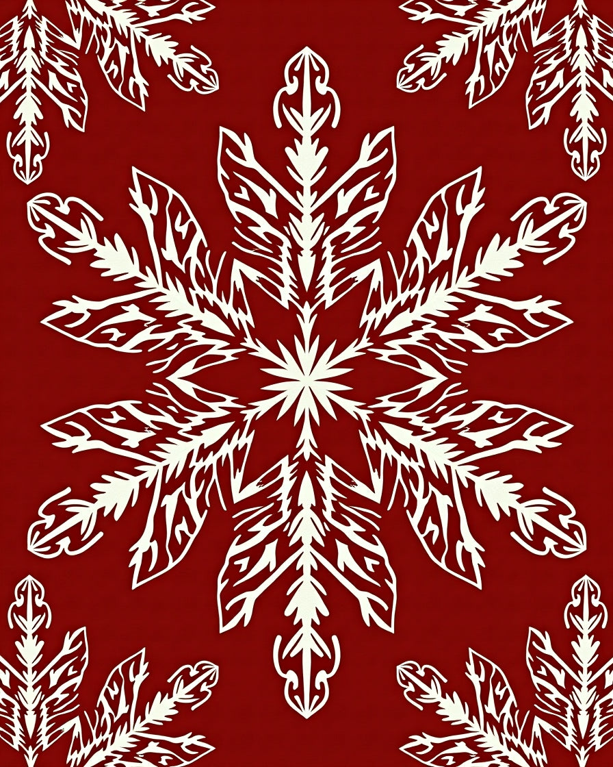Crimson Snowflake Medallion Repeat Rug