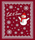 Crimson Snowman Snowflake Border Rug