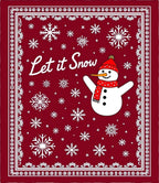 Crimson Snowman Snowflake Border Rug